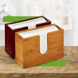 Tissue Boxes & Napkins Bathroom Kitchen Living Room Bamboo Paper Towel Dispenser Wall-mounted Countertop Folding Napkin Box