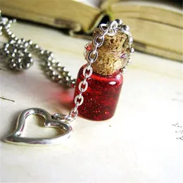 Chains Love Potion Glass Bottle Necklace Charm Magic Cork Vial Pendant Heart SpellChains