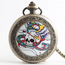Pocket Watches FOB Watch Style Clock Dragon With Skull Necklace Chain High Quality Gift