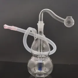 Mini bruciatore a olio in vetro tascabile Bong Smoking Matrix Narghilè per riciclatore Dab Rig Kit di strumenti per tamponare la cera Pipa per tabacco con tubo e tubo per bruciatore a olio in vetro maschio da 10 mm