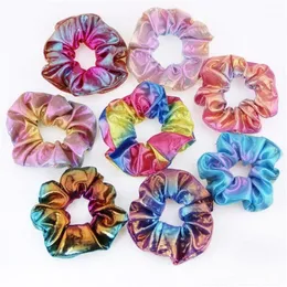 PCS/LOT GLITTER BLING METALIC Women Stora Scrunchies Färgglada elastiska rephärnhållare för flickor hårring tillbehör