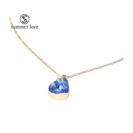 Pendant Necklaces Fashion Irregarity Teardrop Necklace Women Colorf Resin Gold Chain For Girls Jewelry Giftz Drop Delivery Pendants Dhejr
