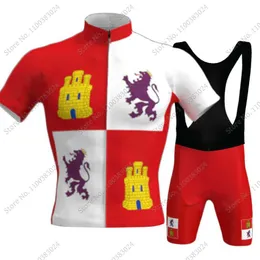 Diseñador 2022 Cycling Jersey Castilla y Leon Set Mens Summer Bicycle Camiseta para bicicletas Camiseta traje Babero pantalones cortos Mtb Culotte Maillot
