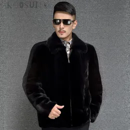 Men's Leather & Faux AKOOSUN Mens Mink Coat Real Fur Men Warm Winter Jacket Brown Natural Coats And Jackets Short Luxury Overcoat Man 6906 K