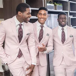 Men's Suits & Blazers Fashion Pink Men Blazer 2 Piece Groom Tuxedos For Wedding Formal Prom Suit (Jacket Pants) Chic Streetwear Custom Made