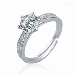 Wedding Rings Classic Romantic Silver Plated Jewelry Luxury 6mm 7 Mm 8mm Carat CZ Diamant Zircon For Women