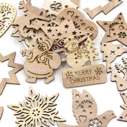 Decorazioni natalizie 10 pezzi di legno naturale ornamento pendenti sospesi artigianato per Chrismas Tree/Home Decoration Babbo Natale fai -da -te stampato