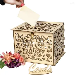 Christmas Decorations DIY Wedding Card Box With Lock Wood Color Gift Money Birthday Party Supplies Storage