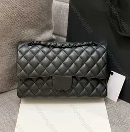 10A Top Tier Quality Luxury Designer Small 25CM Double Flap Bag Real Leather Caviar Lambskin Classic All Black Purse Quilted Handbag df gdfg