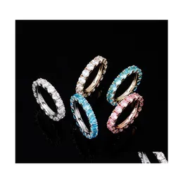Pierścienie zespołu Hiphop 4 mm Pierścień okrągły cyrkon damskie hip hop oryginalna złota biżuteria Prezent dla kobiet i dziewcząt Drop dostawa dh0po