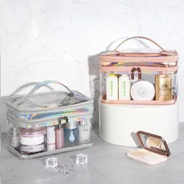 Aufbewahrungsboxen, PVC, transparent, tragbar, Kosmetiktasche, wasserdicht, für Damen, Make-up-Hülle, für Reisen, klares Make-up, Beauty-Wasch-Organizer, Bad-Toilettenartikel