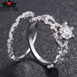 Кластерные кольца 2 штуки/наборы модные и красивые хрустальные романтические высококачественные цирконы леди кольцо сета для вечеринки подарки подарки женщин