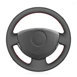 Tampas do volante para o volante preto capa de couro artificial preto para Clio 2 2001-2008 Twingo 2007-2014 Dacia Sandero