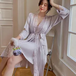 Женская одежда для сна Qweek Женская шелковая одеяла, устанавливает элегантное ночное кружевное платье ночное платье