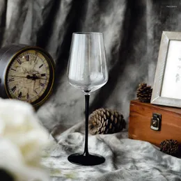 ワイングラス2pcs/セットブラックロッドクリスタル透明ガラスボルドーレッドカップシャンパンゴブレットバーパーティーの家庭用ドリンク