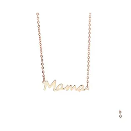 Подвесные ожерелья из нержавеющей стали буквы мама ожерелье Матери любить золотые золотые розы украшения для мам День 427