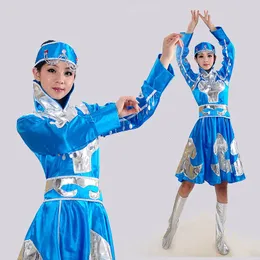 ステージウェアブルー女性パフォーマンスのためのモンゴルのダンスドレス
