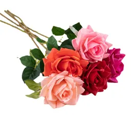 Simulering Flower Single Head Feel Fuktande Rose Wedding Home Silk Flower High-klass Dekoration Fake Flower 1223930