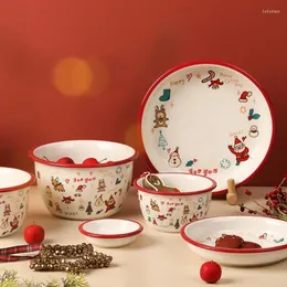 Plates Home Christmas Plate Sets Cute Children Ceramic Tableware Table Decoration Dishes Vaisselle Cuisine Pratos De Jantar