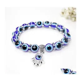 Charmarmband Fatima Hamsa Hand Blue Evil Eye Charms f￶r kvinnor Lucky P￤rlor Kedjor Bangle Fashion Turkish Jewelry Gift Drop Delivery Otaol