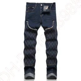 Calça jeans de jeans calças calças de calça de calça masculina estica-se calças de retalhos de retalhos de retalhos de retalhos de retalhos de retalhos de tendência de tendência de tendência de tendência de tendência