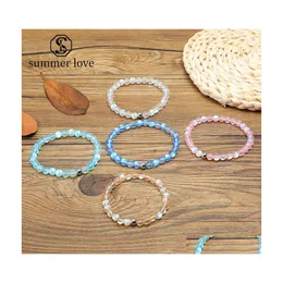 Beaded Strands 6Mm Fashion Natural Flash Stone Bead Bracelet For Women Men Ethnic Colorf Chakra Energy Yoga Bangle Jewelry Drop Del Dhfod