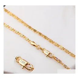 Chains 2Mm 18K Gold Necklace Fashion Womens Choker Necklaces For Ladies Luxury Jewelry 16 18 20 22 24 26 28 30 Inches Drop Delivery P Otdod