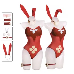 Costumi anime Genshin Impact Klee Cosplay Bunny Girl Tuta sexy Halloween per donna