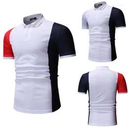 メンズポロス2023夏のスタイルミックスカラーTシャツメンカジュアルファッションラペルベースシャツ-40