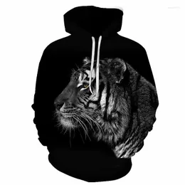 Hoodies masculinos com capuz estampado 3D Pullover com capuz de animais legal Tigre homens mulheres crianças rua usam moletom com roupas pretas