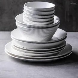 Plates White Luxury Bowl Plate Sets Porcelain Birthday Party Dishes Microwave Sushi Restaurant Pratos De Jantar Kitchen Tableware