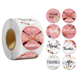 Jewelry Pouches 500pcs/roll Round Thank You Floral Sticker 1.5'' 8 Designs For Packaging Seals Labels Custom Decoration Wedding