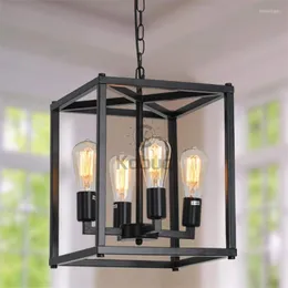 Lampy wisiork kobuc vintage w stylu wiejskim światła geometrii czarny żelazny łańcuch wiszą