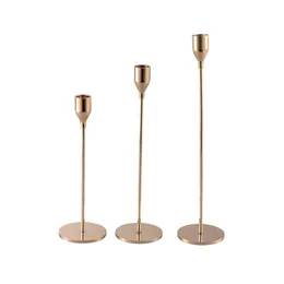 Portacandele Ottone dorato Metallo Semplice decorazione di nozze d'oro Bar Party Living Room Decor Home CandlestickCandle