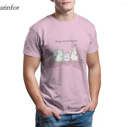 Men's T Shirts THINGS ARE LOOKING UP T-Shirt Cotton Kawaii Retro Round Collar Hip-Hop 26008