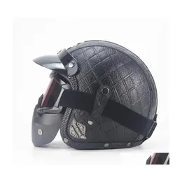 Мотоциклетные шлемы мотоцикл шлема Маска Съемные очки и фильтр для рта Идеально подходит для открытого лица Половина винтажных шлемов1 Delive DHVPK