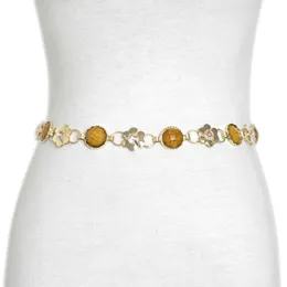 Belts Metal Buckle Belt For Dresses Women Ladies Succinite Rhinestone Waist Chain Female Gold Thin Fashion 2023 Waistband