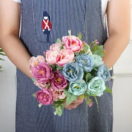 Ghirlande di fiori decorativi 6 teste Fiore di peonia europeo di seta artificiale per la decorazione Bouquet Flores Matrimonio San Valentino Festa a casa