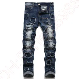 JEANS Mens Stretch Denim Pants For Men Embroidered Patchwork JEANS Mens Stretch Denim Pants For Men Embroidered Patchwork
