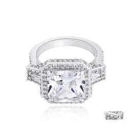 Ringas de banda Hip Hop grande quadrado gemito anel de ouro diamante para homens e mulheres Drop entrega Jóias DHW5D