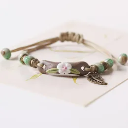 Charm Bracelets 1PC Forest Serie Pflanzen handgeknöpft Keramik Verstellbares DIY-Armband Frauen Mode Originalität Geschenkschmuck Schmuck
