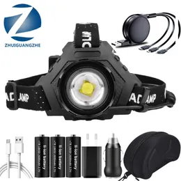 Headlamps SXHP100 The Most Powerful Led Headlamp Headlight Zoomable Head Lamp Powerbank 7800mah 18650 Battery