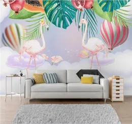 Duvar Kağıtları Özel Duvar Kağıdı Nordic Ins Pembe Çift Flamingo Çocuk Odası Arka Plan duvar-yüksek su geçirmez malzeme
