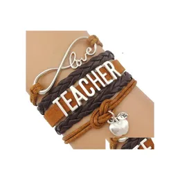 Charm Bracelets Infinity Love to Teach Gift for Teachers Garten Science Special Proflaor Asistente de cuero Drop entrega J DHMPV