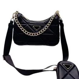 Black Leather Shoulder Messenger Bag for Women Luxury Designer Handbag Hobo Lambskin Quilted Crossbody Bag with Mini Pouches 11723