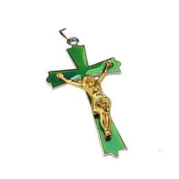 Pendanthalsband Christian Jesus Cross Halsband Temperaturkänslig humör ColorChanging Rostfritt stålkedjemodesmycken 433 DHWMV