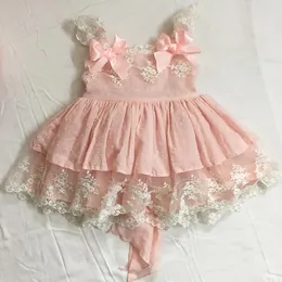 Girl Dresses Children Boutique Clothing Little Girls Spanish Pink Lace Baby Spain Lotia Frocks Infant YJJ004