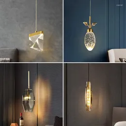 Lampes suspendues lumière luxe diamant cristal lampe Simple créatif lustre Restaurant Bar atmosphère chambre chevet petit