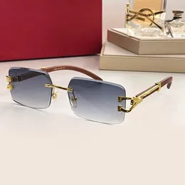 Çerçeve Gözlükleri Güneş Gözlüğü Yeni Erkek Çüreksiz Kare Gri Mavi Lens Çift Işın Altın Donanım Parlatma Zanaat Altın Kartter kafa dekorasyon kolu