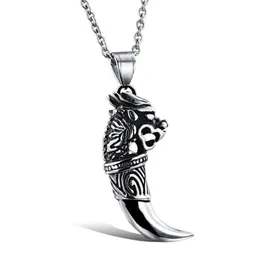 Подвесные ожерелья мужской прохладный колье викинга, ожерелье из нержавеющей стали, дракон животных с 24 дюйма